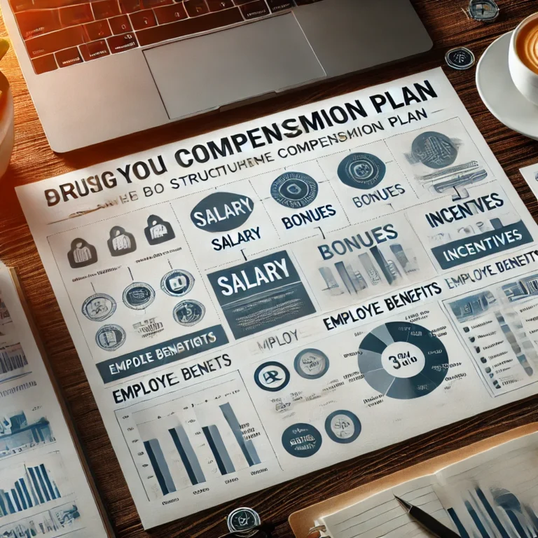 Compensation plan layout on a desk